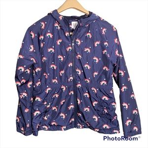 Gap Kids Navy Rainbow print Rain Jacket Size XXL